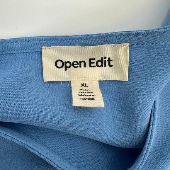 Open Edit Pleated Asymetric Neck Single Cold Shoulder Blue New Blouse Womens XL - Picture 7 of 9